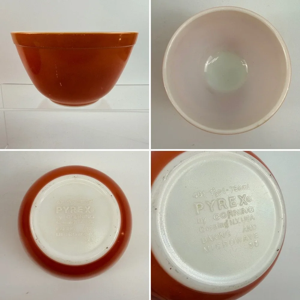 Vintage Pyrex Flameglo Mixing Bowl Set 404 403 401 Orange Nesting Bowls